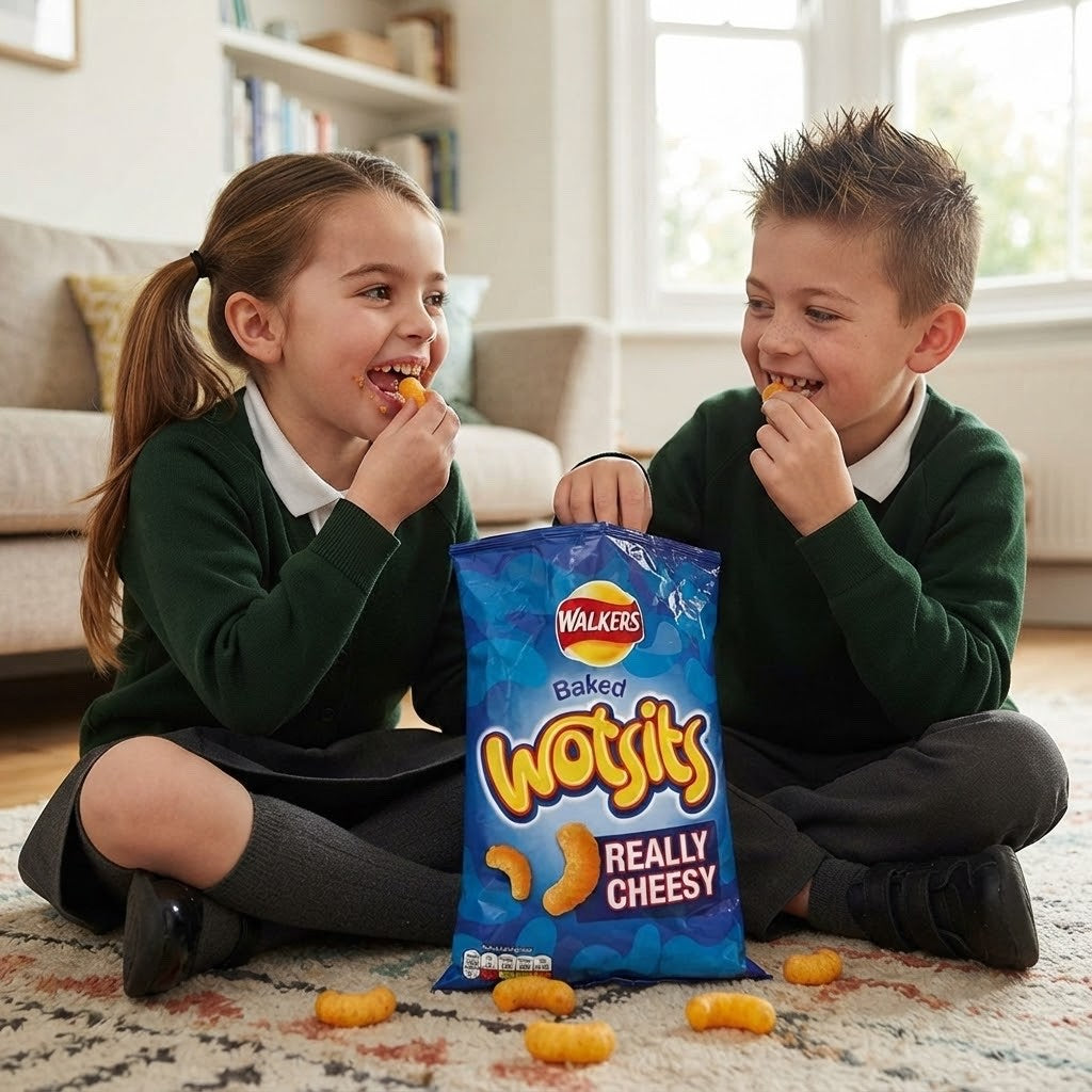 32 x 22.5g Walkers Wotsits Really Cheesy Crisps Baked Corn Snacks Bulk Box