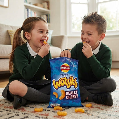 32 x 22.5g Walkers Wotsits Really Cheesy Crisps Baked Corn Snacks Bulk Box