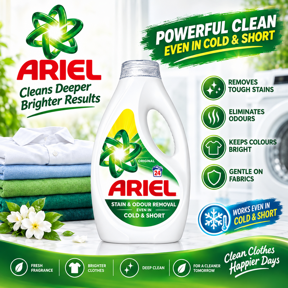 24 Wash × 4 Ariel Washing Liquid Original - Bio Laundry Detergent Liquid
