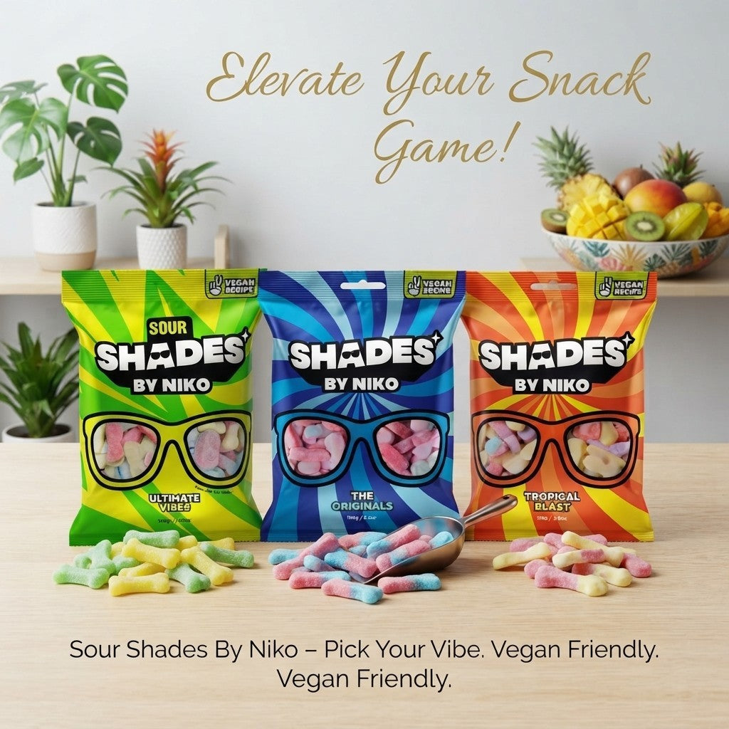 18x 150g Shades by Niko Vegan Sweets  Mixed Flavours Bulk Box