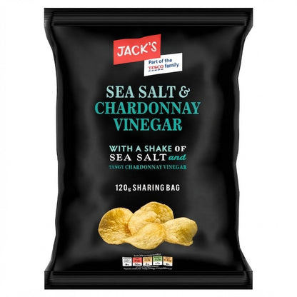 16x 120g Jack's Sea Salt & Chardonnay Vinegar Hand Cooked Crisps