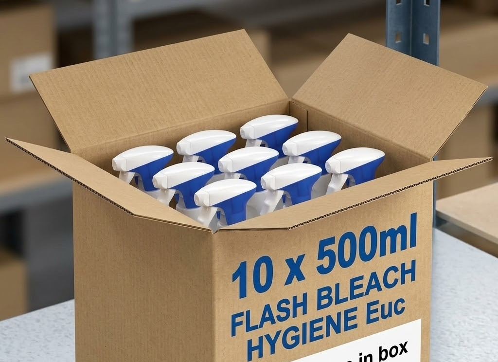 500ml × 10 Flash Spray Bleach Eucalyptus Scent Multi Surface Hygiene Cleaner