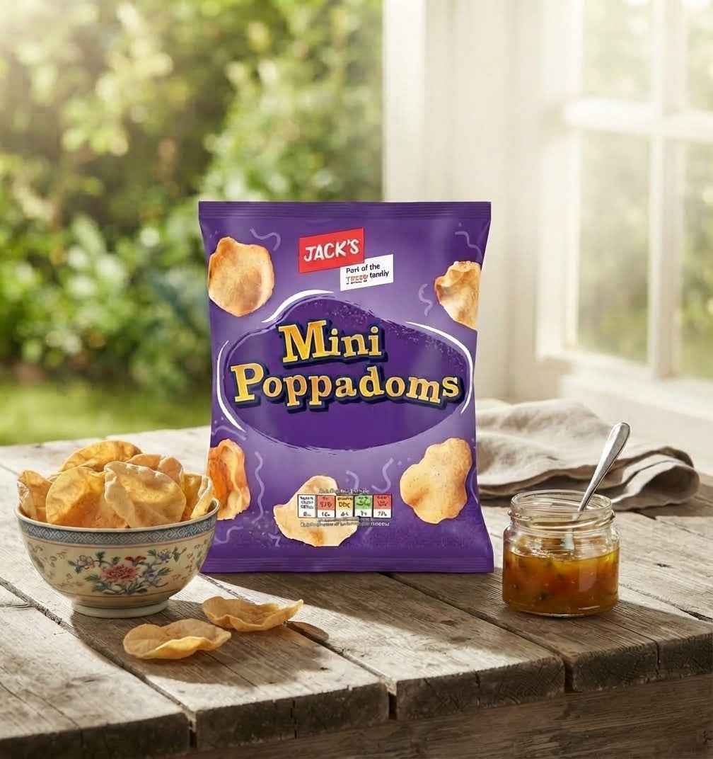 18x 30g Jack's Mini Poppadoms Crispy Indian Snacks