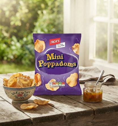 18x 30g Jack's Mini Poppadoms Crispy Indian Snacks