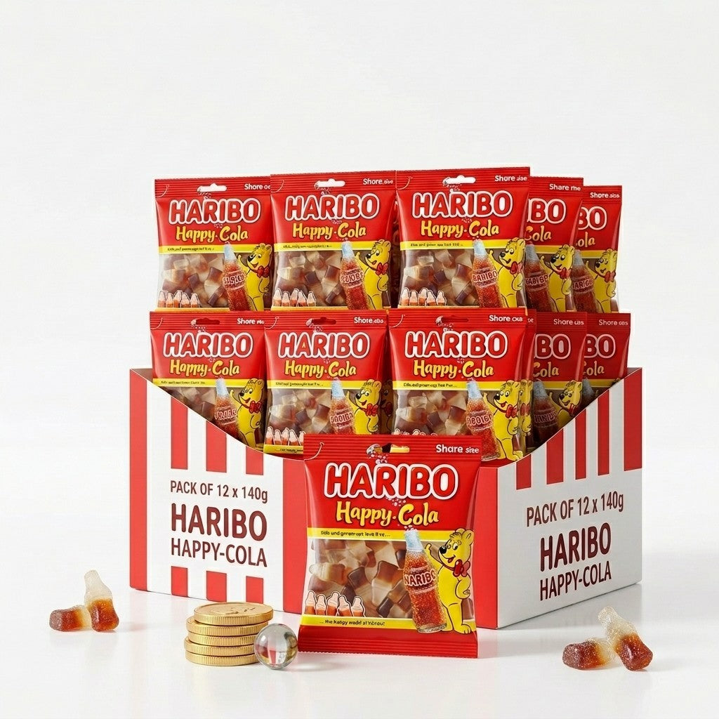 HARIBO Milkshakes,Happy Cola Zing,Fizzy Jelly Sweets Pack of 12 x 140g