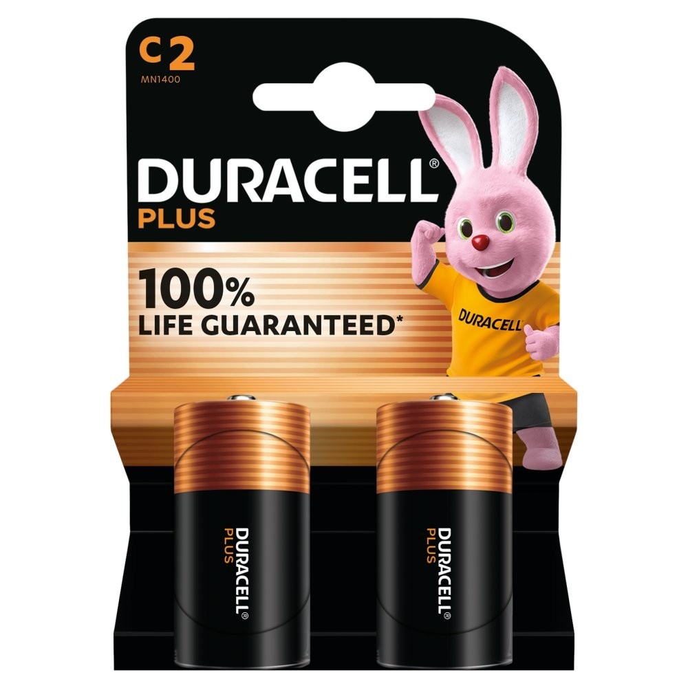 2x Duracell Plus C Batteries 2 Pack Bulk Lot 10 Packs 20 Total 1.5V
