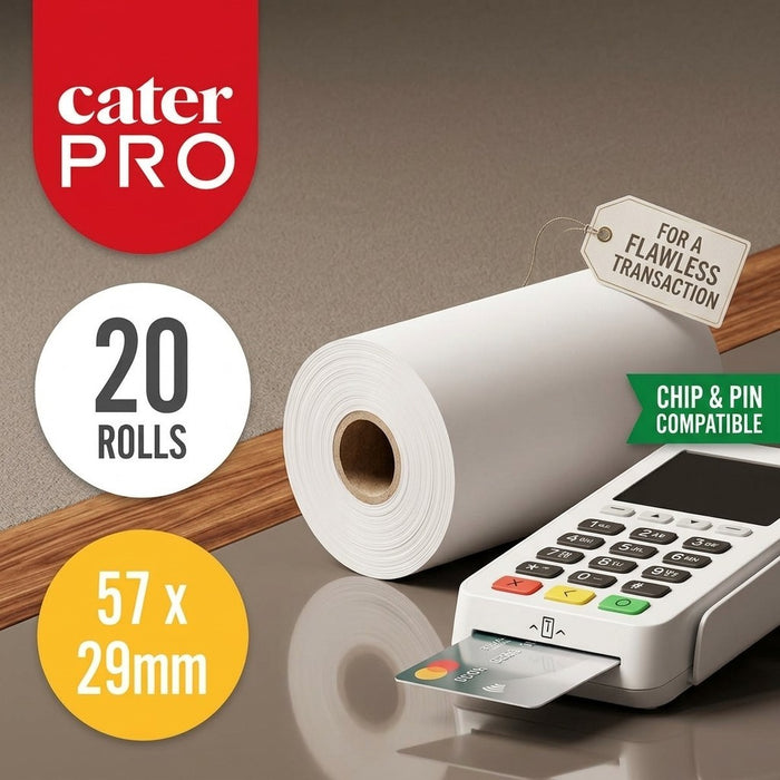 CaterPro 20 Thermal Till Paper Rolls 57x39mm Chip & Pin PDQ Receipt Credit Card