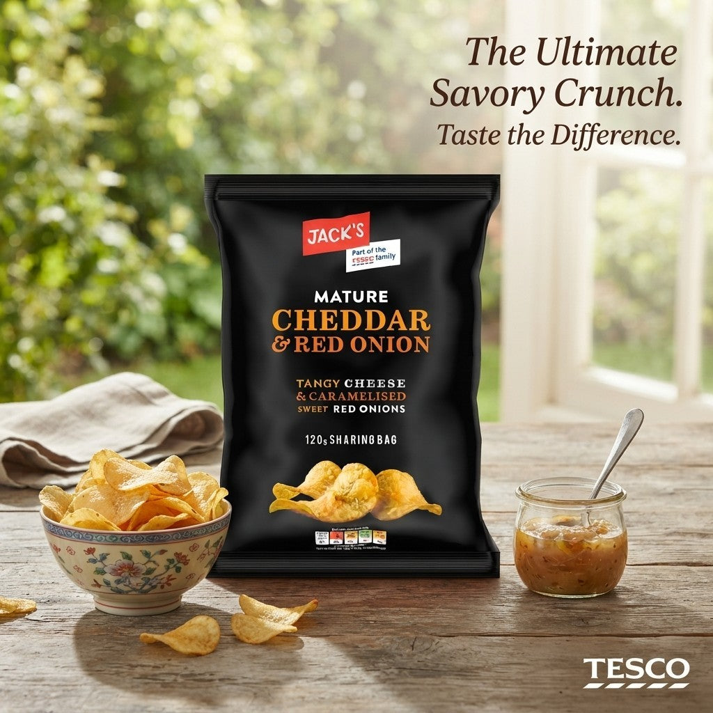 16x 120g Jack's Mature Cheddar & Red Onion Crisps Sharing Bag