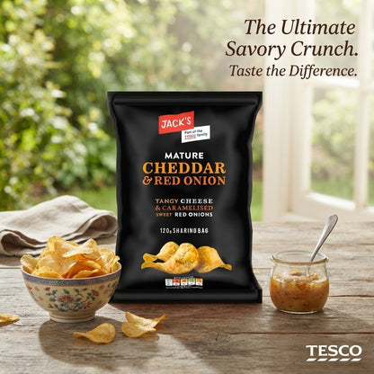 16x 120g Jack's Mature Cheddar & Red Onion Crisps Sharing Bag