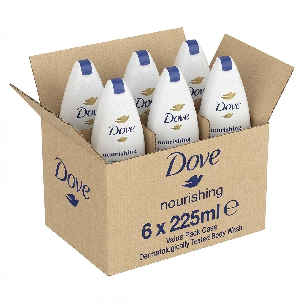 6 x 225ml Dove Women Nourishing Body Wash - Value Pack Case