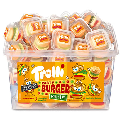 Pack of 60 Trolli Party Burger Mini Sweets – Gluten & Lactose Free Gummy Candy