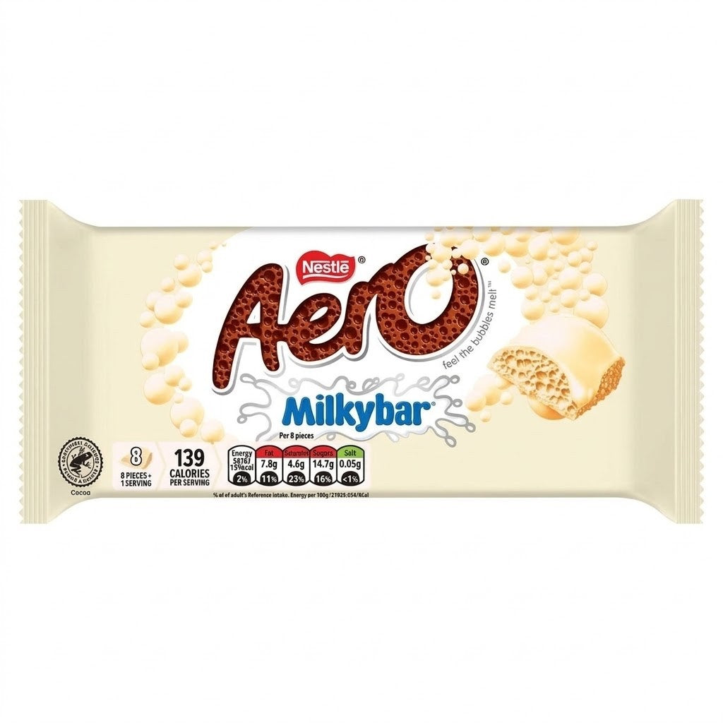 15 x 90g Aero x Milkybar White Chocolate Block Sharing Bar Bubbly Sweet Treat
