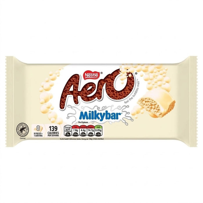 15 x 90g Aero x Milkybar White Chocolate Block Sharing Bar Bubbly Sweet Treat