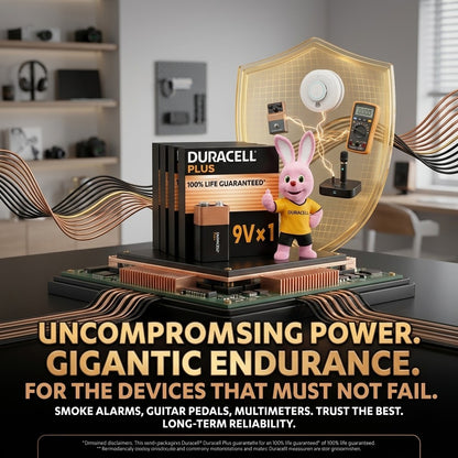 1x Duracell Plus 9V Batteries 9 Volt Power Boost Alkaline