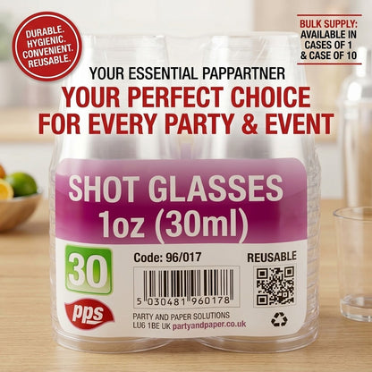 PPS 30ml Clear Plastic Shot Glasses Reusable Catering Barware Sample Cups