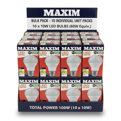 Maxim Led Pearl Bulbs 10 x 60W - Bulk buy