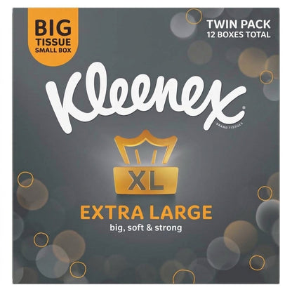 12 Boxes (6x2) Kleenex Extra Large Tissues Compact Twin Pack Soft Facial Tissue