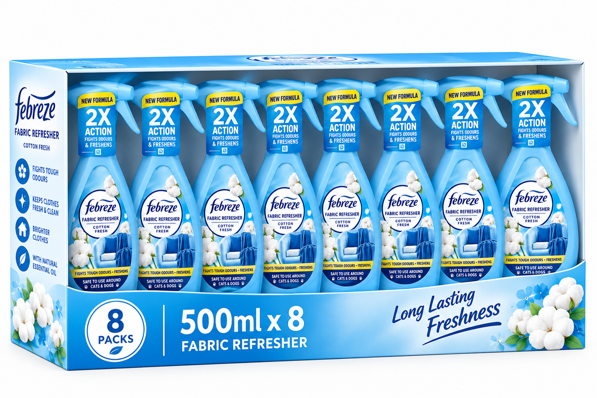 500ML X 8 Febreze Fabric Freshener Spray Cotton Fresh