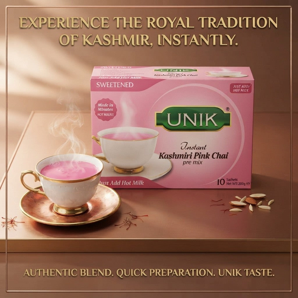 5x Unik 200g Sweetened Kashmiri Pink Tea Premix 10 Sachets Case