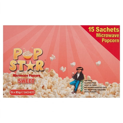 15 x 85g Pop Star Microwave Popcorn Sweet 85g x 15 & Salted 85g x 15