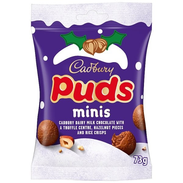 22 x 73g Cadbury Mini Puds Chocolate Bag Festive Christmas Hazelnut Sweets