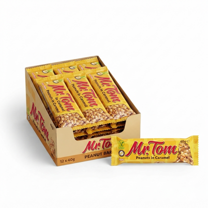 Mr.Tom Peanuts in Caramel Snack Bars 120g x 12 Pack Vegan Friendly Peanut Crunch