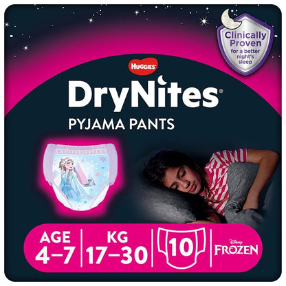 3x 10s Huggies DryNites Bedwetting Pyjama Pants Girl Age 4-7 (17-30kg)