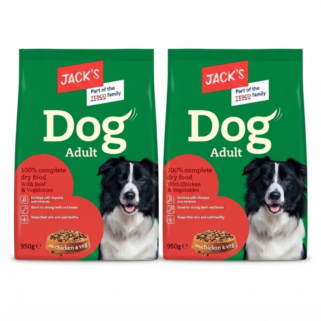 950g x 5 Pack-Jack's Adult Dry Dog Food | Beef or Chicken&Veg|Complete Pet food