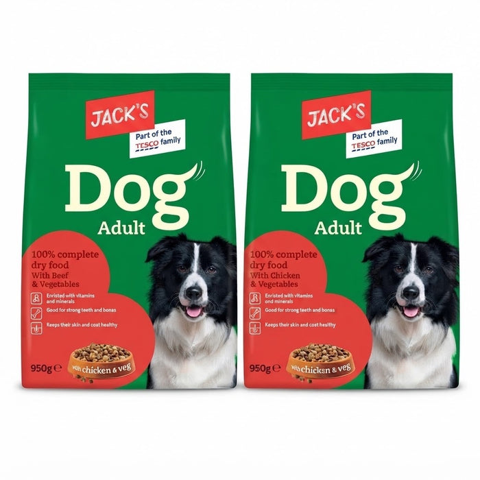 950g x 5 Pack-Jack's Adult Dry Dog Food | Beef or Chicken&Veg|Complete Pet food