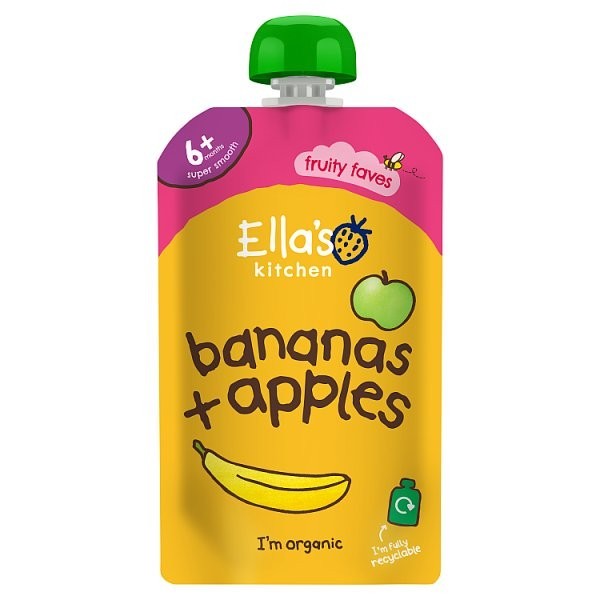 7x 120g Ella's Kitchen Bananas + Apples 6+ Months Baby Food Pouch