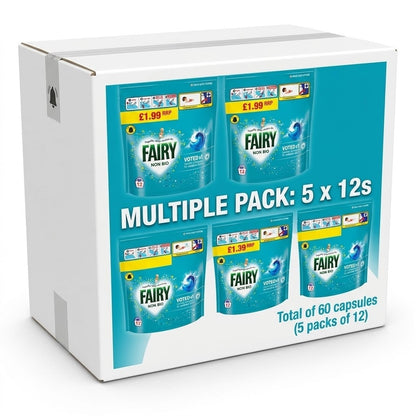 Fairy Non Bio Washing Pods Laundry Detergent Pack 5x12 (60 Washes) Sensitive Ski