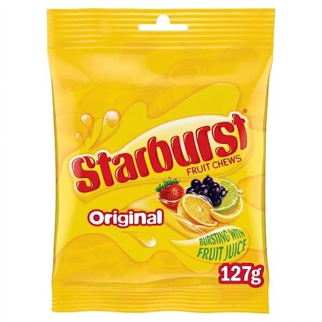 12 x 127g Starburst Original Vegan Chewy Sweets Fruit Flavoured Pouch Bag