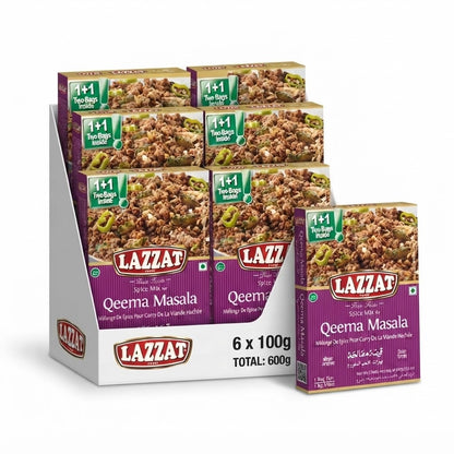 6 x 100g Lazzat Qeema Masala Spice Mix Box Bulk Pack Authentic Flavor