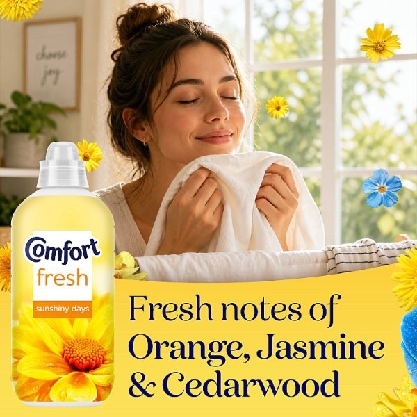 8 Pack 930ml Comfort Fresh Sunshiny Days Fabric Conditioner Softener 248 Washes