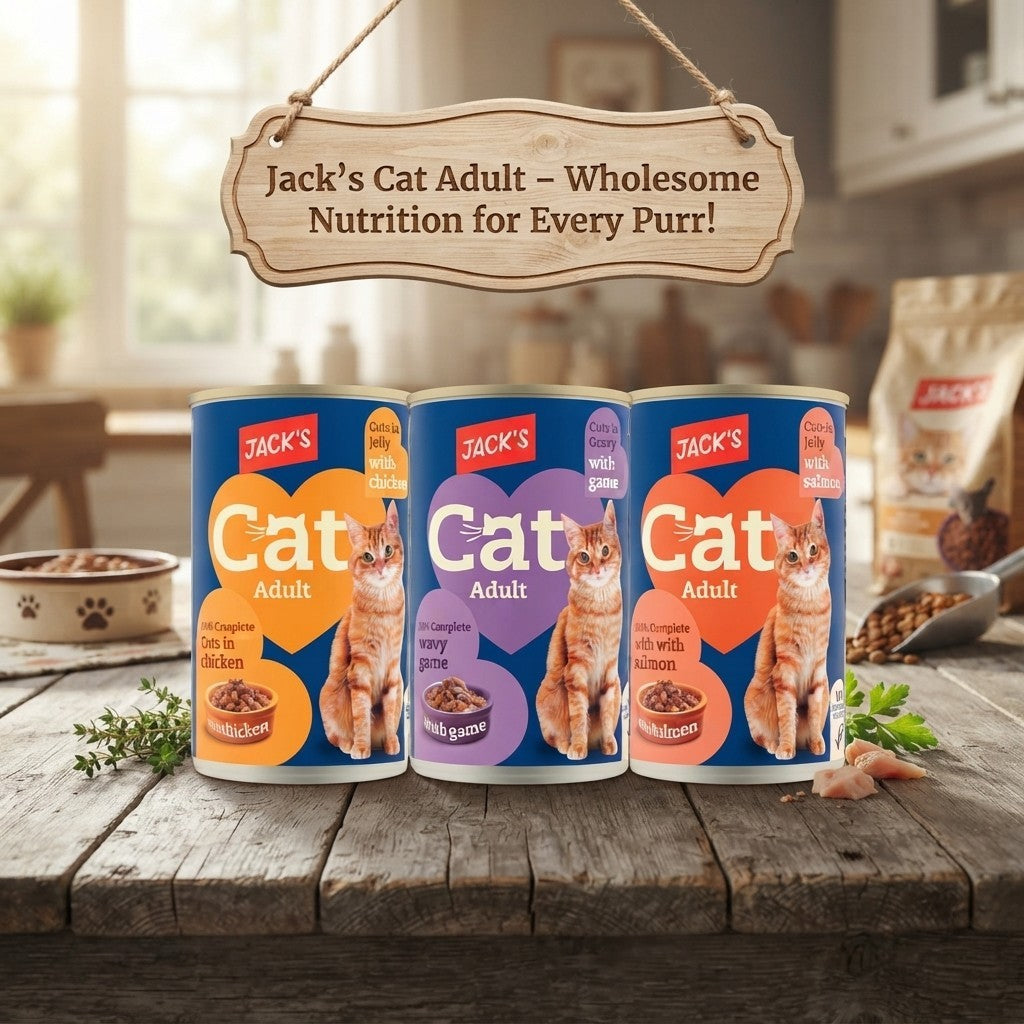 12x 415g Jack's Adult Cat Food Wet Canned Meat Cuts Jelly Gravy
