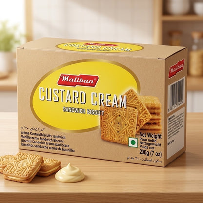 12 x 200g Pack Maliban Custard Cream Sandwich Biscuit - Cream Filled Biscuits