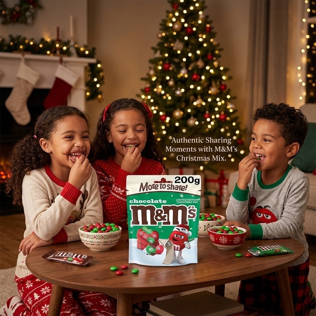 12 x 200g Servings M&M's Milk Chocolate Christmas Mix Bag Holiday Candy Limite