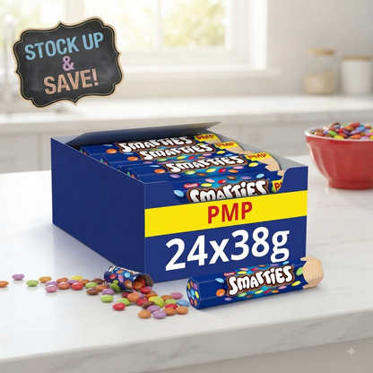 Smarties Milk Chocolate Tubes 38g x 24 - Bulk Box Wholesale