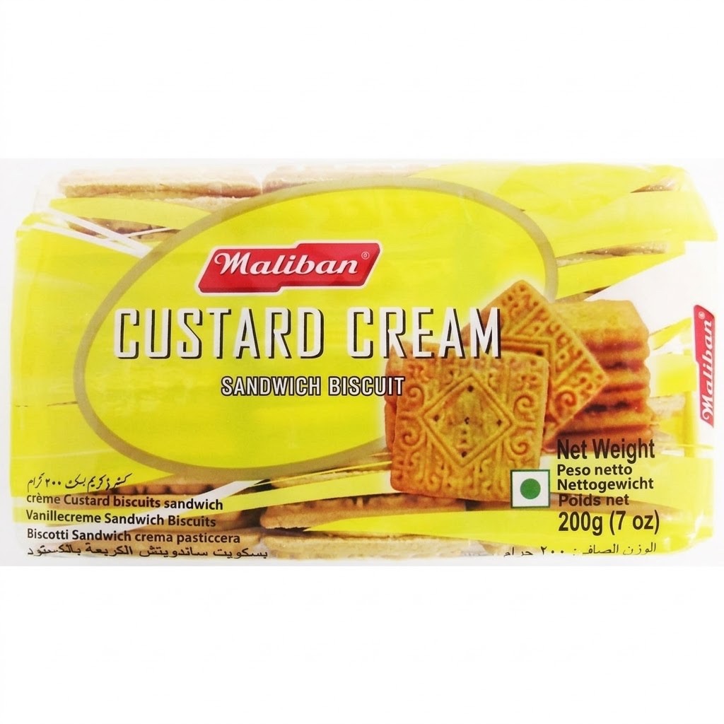 12 x 200g Pack Maliban Custard Cream Sandwich Biscuit - Cream Filled Biscuits