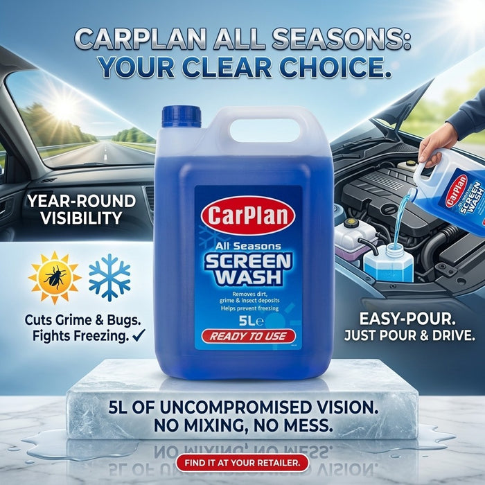 CarPlan 5L Screenwash Ready To Use Pre-Mixed Windscreen Cleaner 1 Pack / 4 Pack