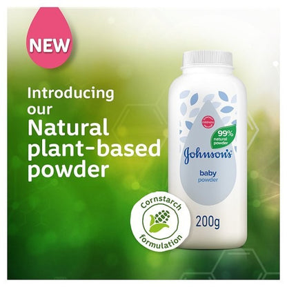 6x 200g Johnson's Baby Powder Natural Cornstarch Absorbs Moisture