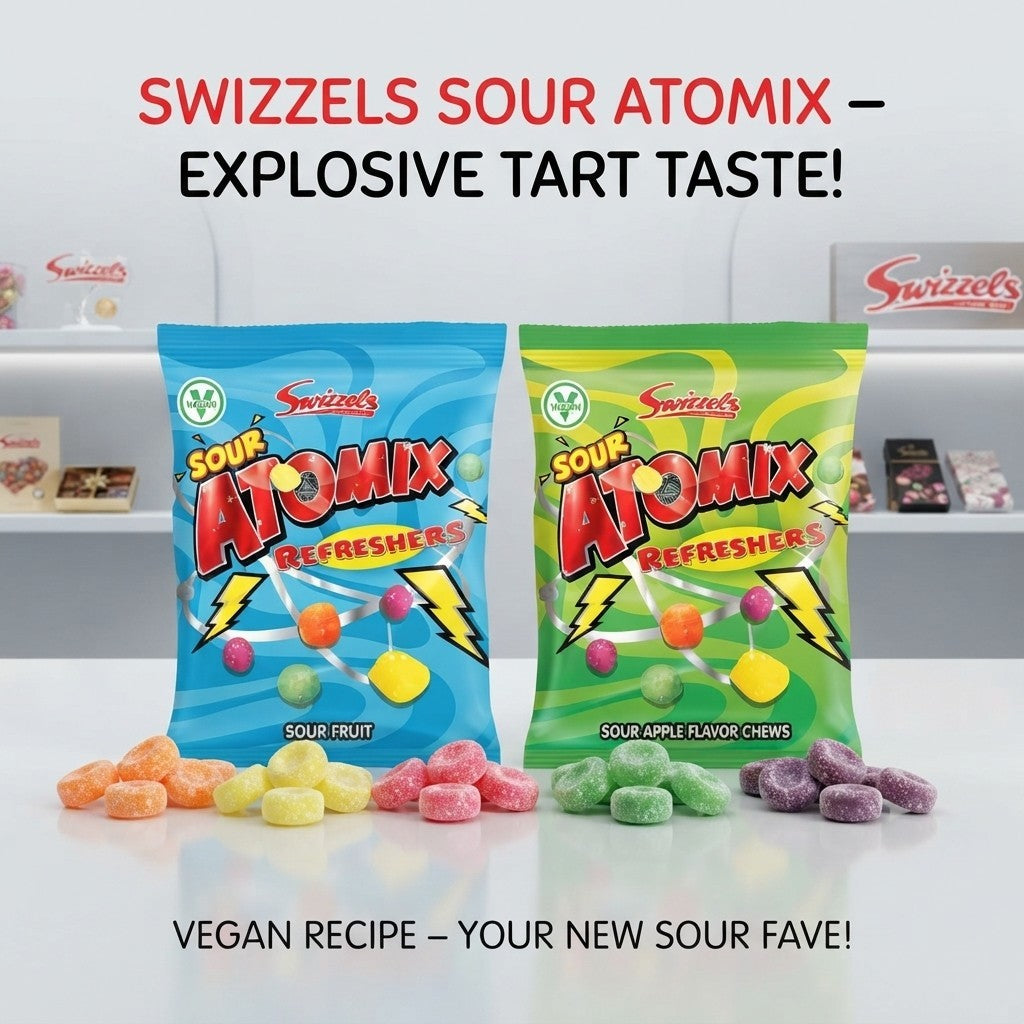 12x 100g Swizzels Atomix Refreshers Sour Fruit & Rainbow Drops Fruit Chews