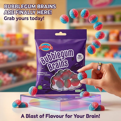 10 x 160g Buddies Bubblegum Brains Sweets Halal Vegan Vegetarian Candy Multipack