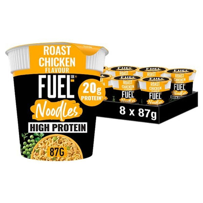 87g x 8 FUEL10K High Protein Instant Noodles Pot Sizzling Beef & Roast Chicken