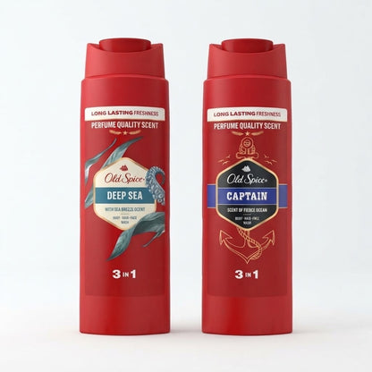 250ml × 6 Old Spice Deep Sea & Captain Men's Shower Gel Variety Pack