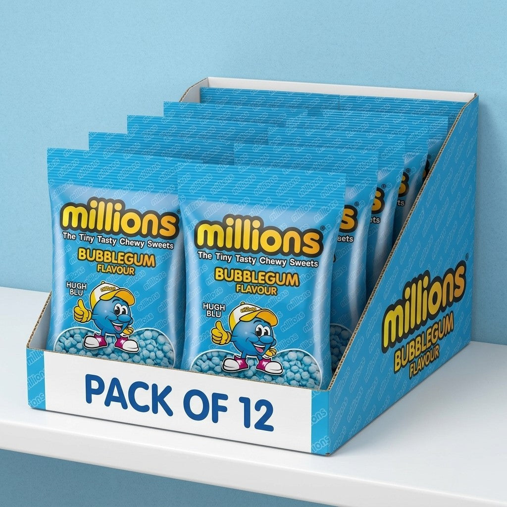 Millions Sweets Hanging Bag Apple Bubblegum Strawberry Pack of 12 x 110g