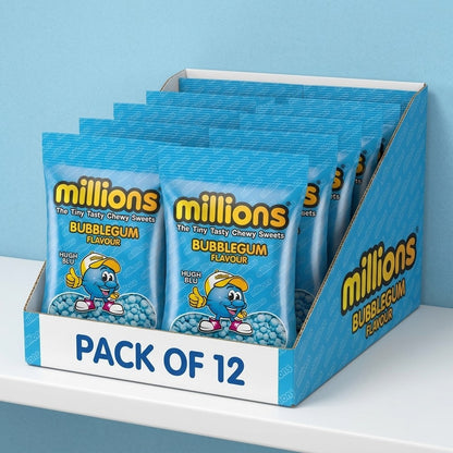 Millions Sweets Hanging Bag Apple Bubblegum Strawberry Pack of 12 x 110g