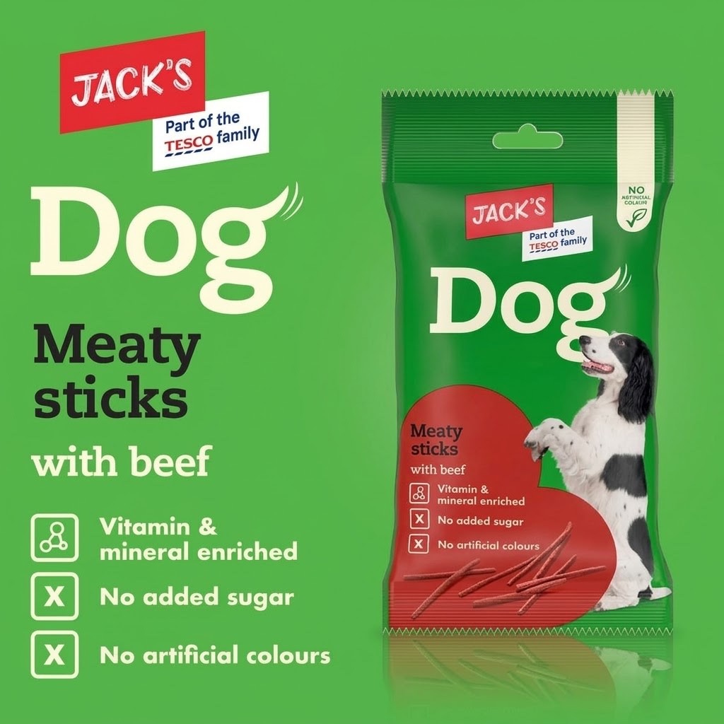 100g x 14 Pack Jack's Dog Meaty Sticks with Beef Dog Treats Snack Pack
