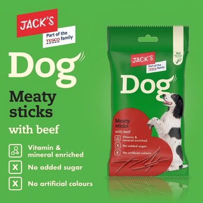 100g x 14 Pack Jack's Dog Meaty Sticks with Beef Dog Treats Snack Pack
