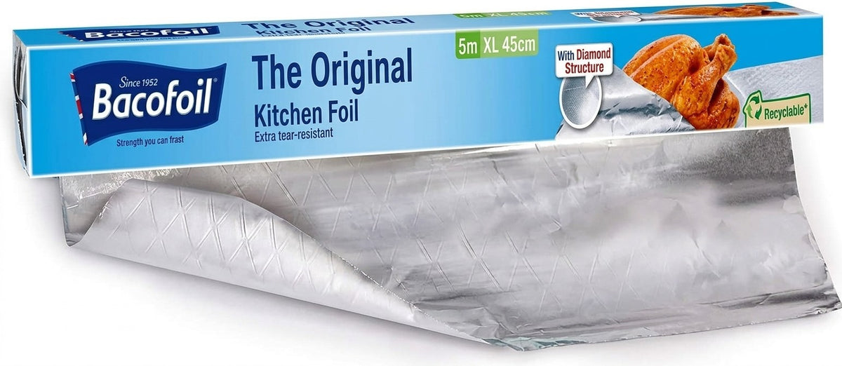 6 Packs Bacofoil Original Kitchen Foil 45cm x 5m Wide Aluminium Rolls Bulk